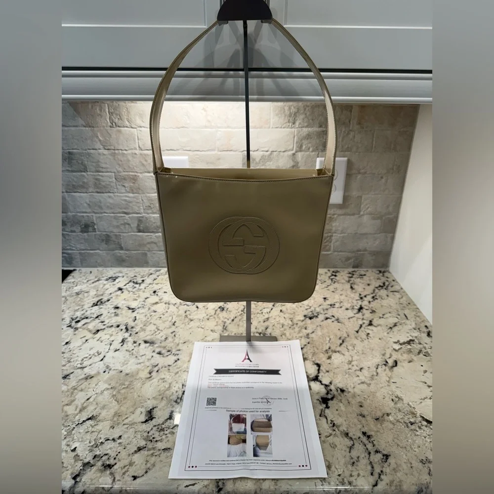 Gucci EUC Vintage Cream Patent Leather Shoulder Bag w/COA - Picture 3 of 14